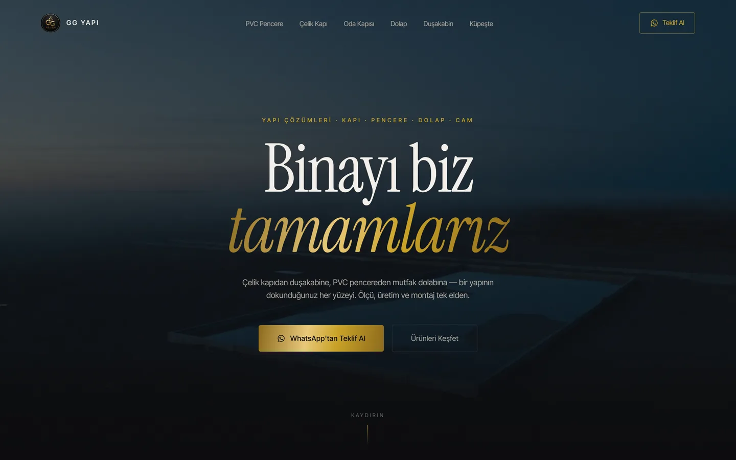 GG Yapı web arayüzü