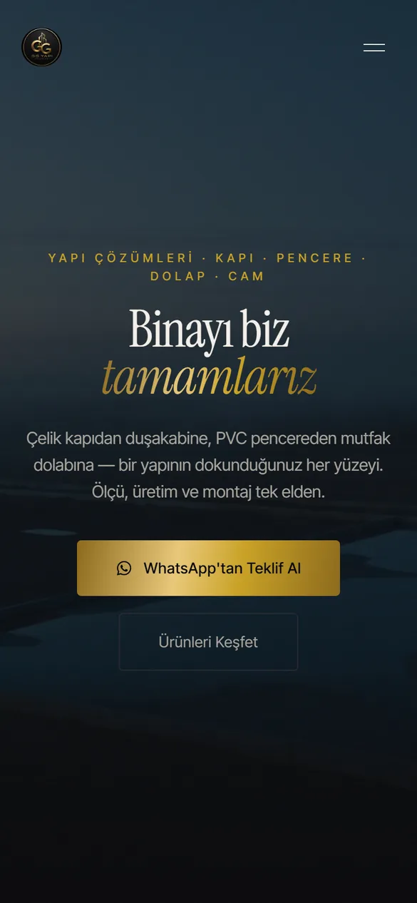 GG Yapı mobil arayüzü